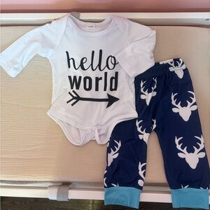 SHEIN White and Blue Kids Matching Set